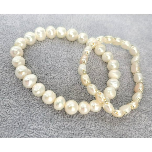 Freshwater Pearl Beaded Stretch Bracelet Lot - White and Cream Styles LI328 - Picture 8 of 8